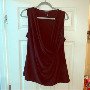 DKNY Black Wrap Front Sleeveless Too - sz XL